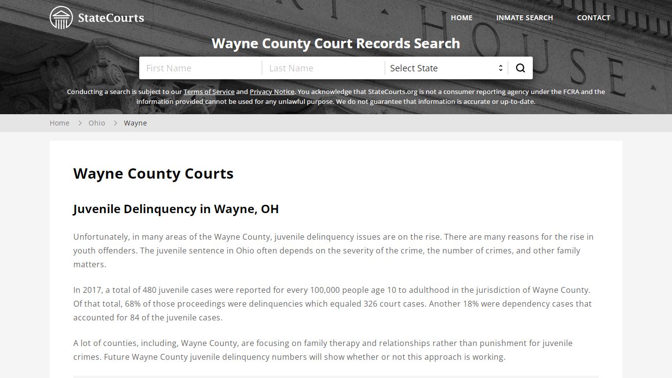 Wayne County, OH Courts - Records & Cases - StateCourts